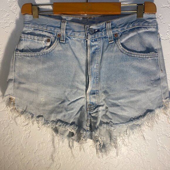 Vintage Levi’s 510 Light Wash Distressed Denim Shorts - Size 27 | Denim by Orlee - Picture 2 of 8